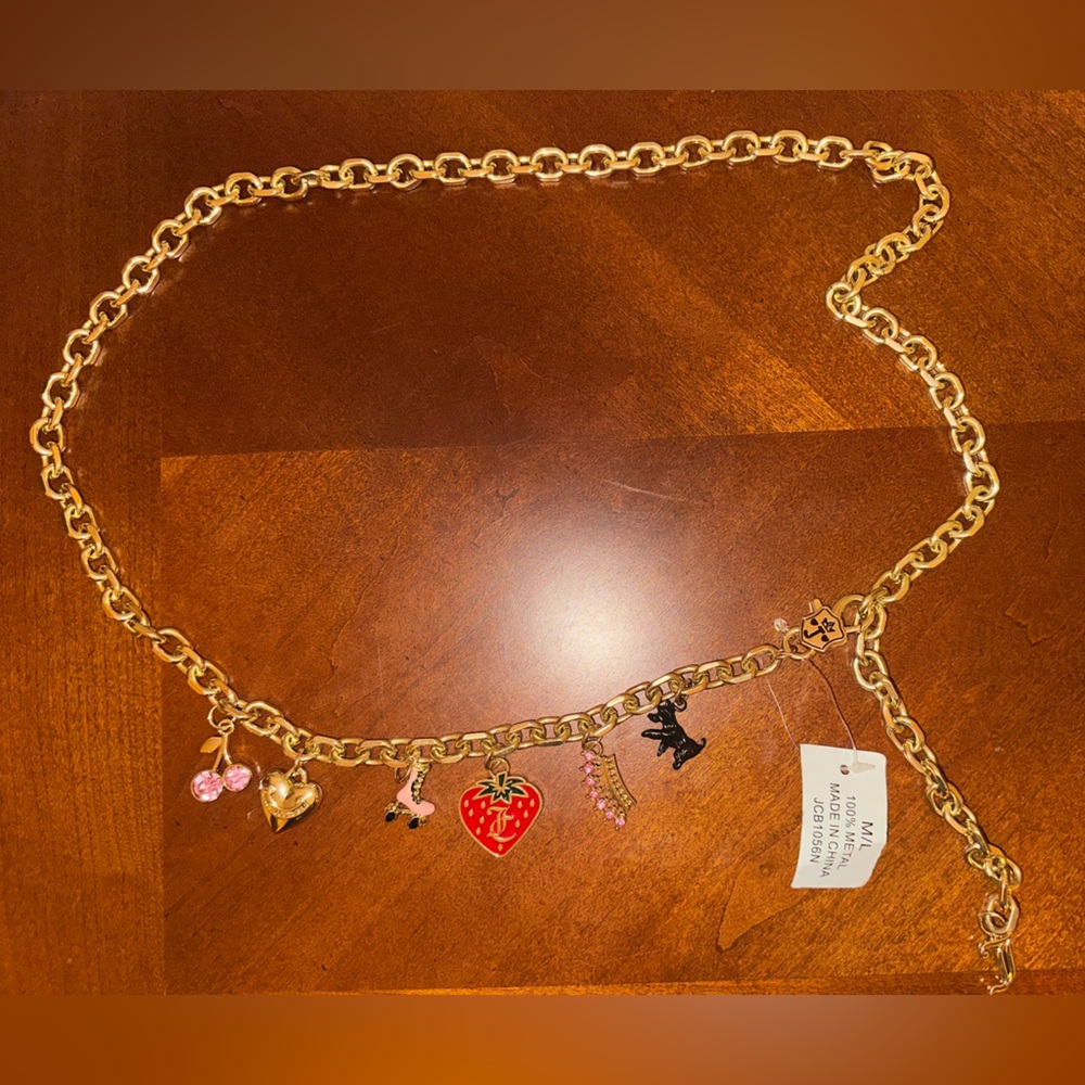 Juicy Couture Gold Belt with charms 🍓 👑 🍒 🛼🐕‍🦺